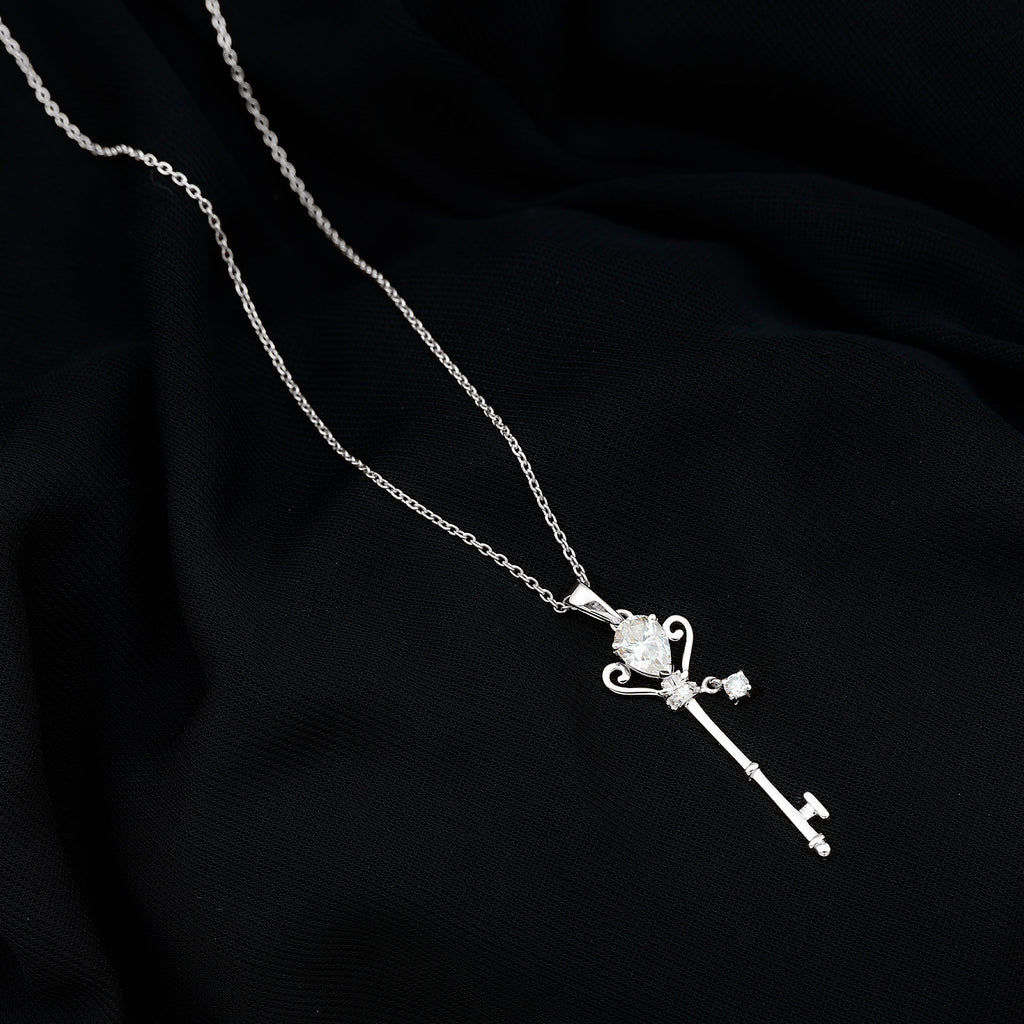 Vintage Moissanite Key Pendant for Women