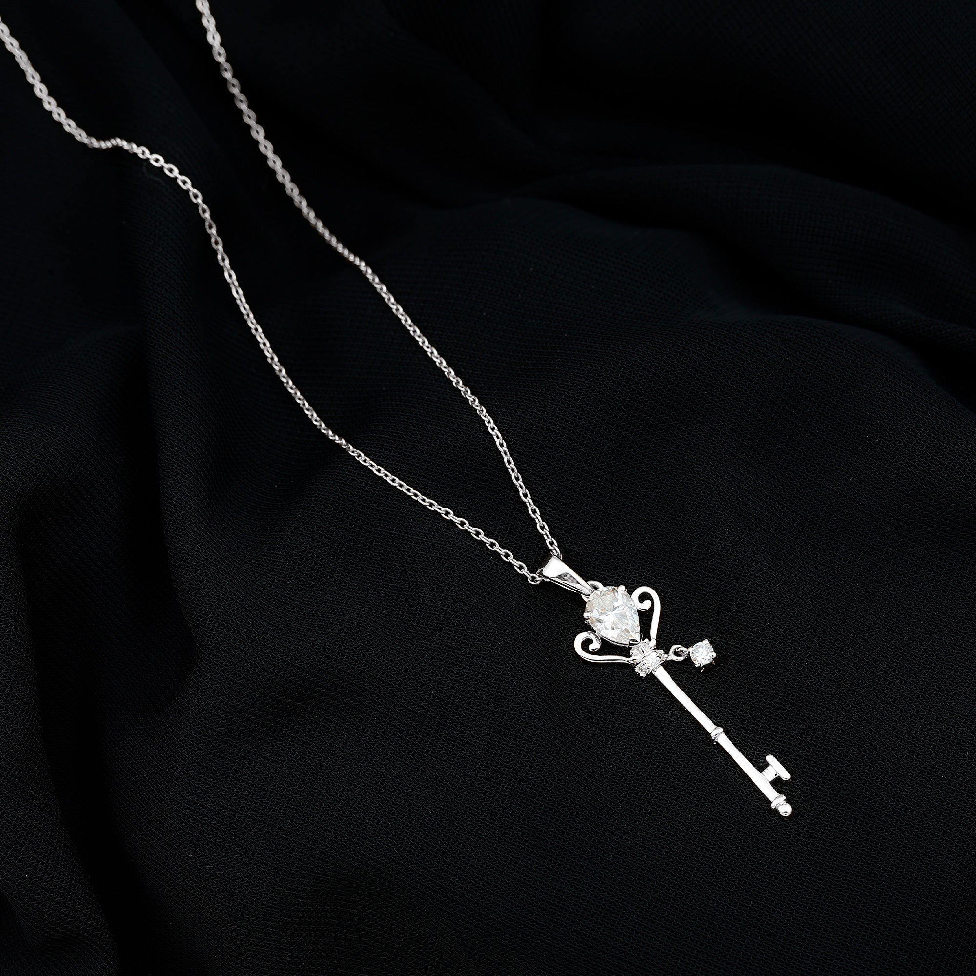 Vintage Moissanite Key Pendant for Women