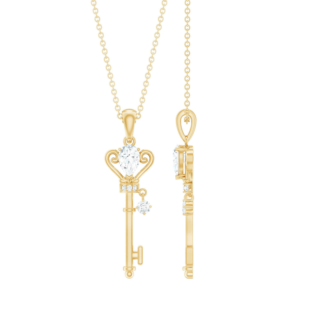 Vintage Moissanite Key Pendant for Women