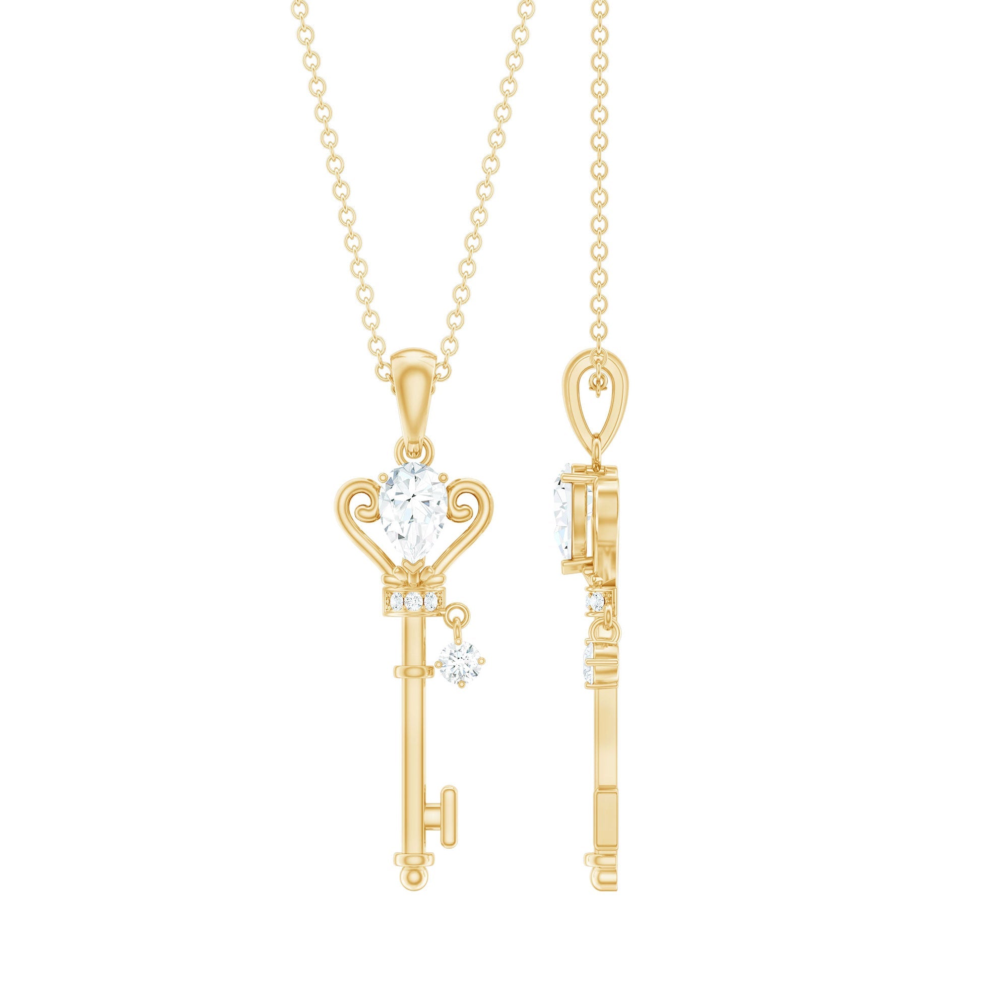 Vintage Moissanite Key Pendant for Women