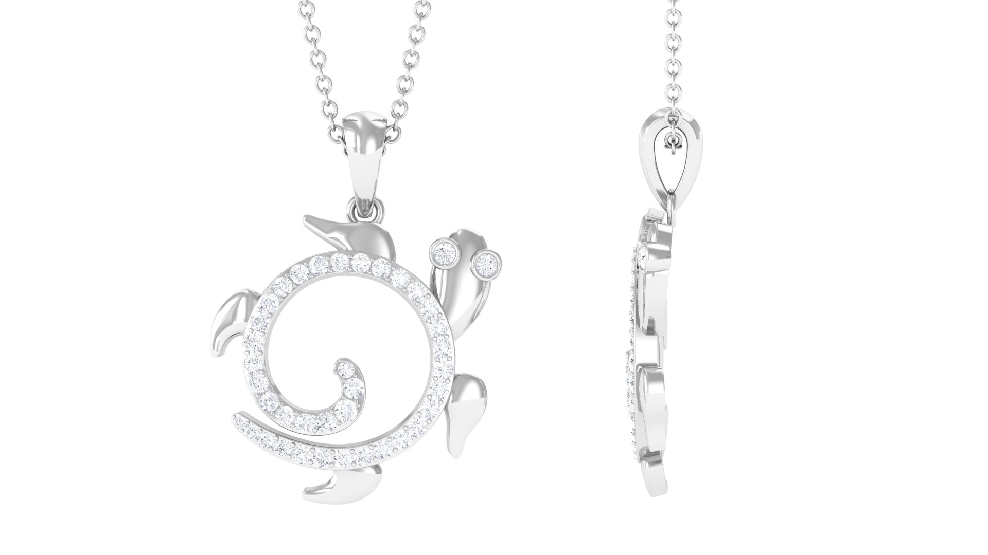 Certified Moissanite Turtle Shape Pendant Necklace