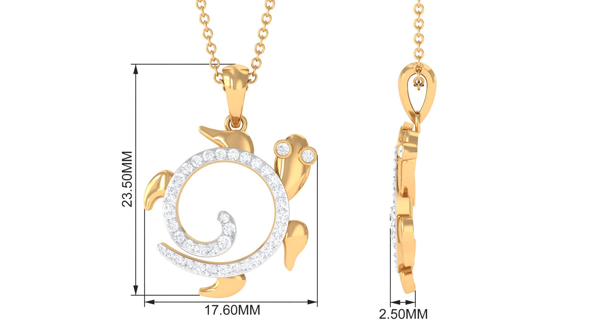 Certified Moissanite Turtle Shape Pendant Necklace