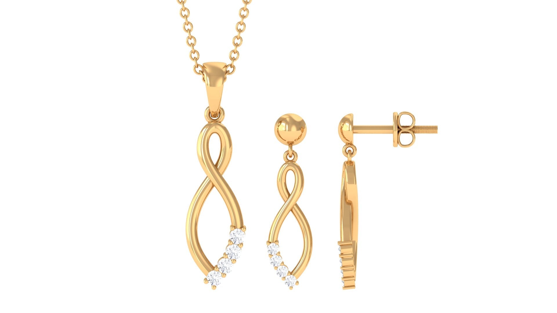 Certified Moissanite Infinity Necklace and Earrings Set