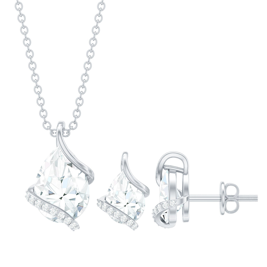 Pear and Round Shape Moissanite Teardrop Jewelry Set for Women