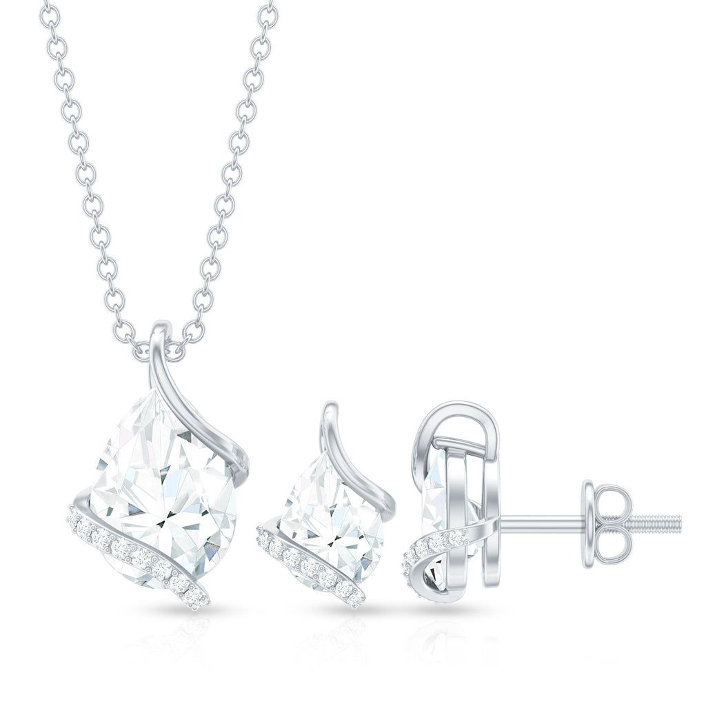 Pear and Round Shape Moissanite Teardrop Jewelry Set for Women