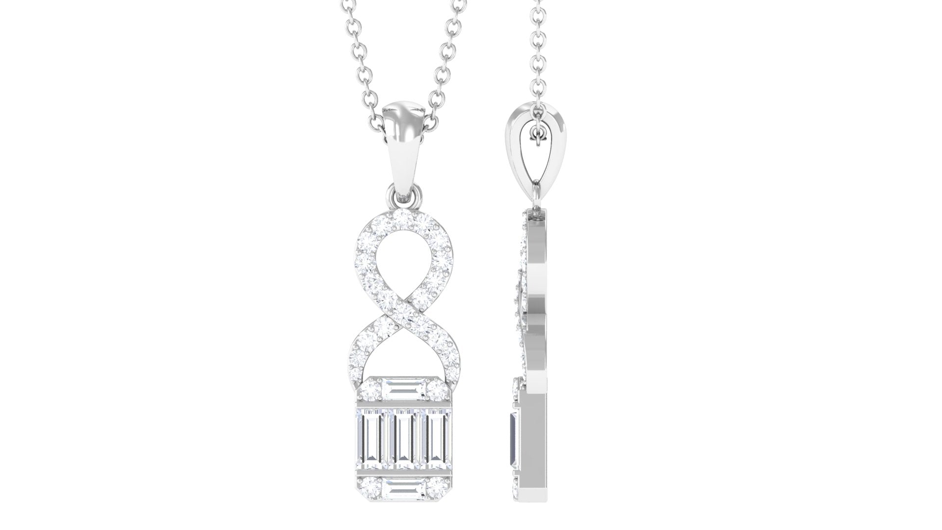 Art Deco Moissanite Infinity Pendant Necklace