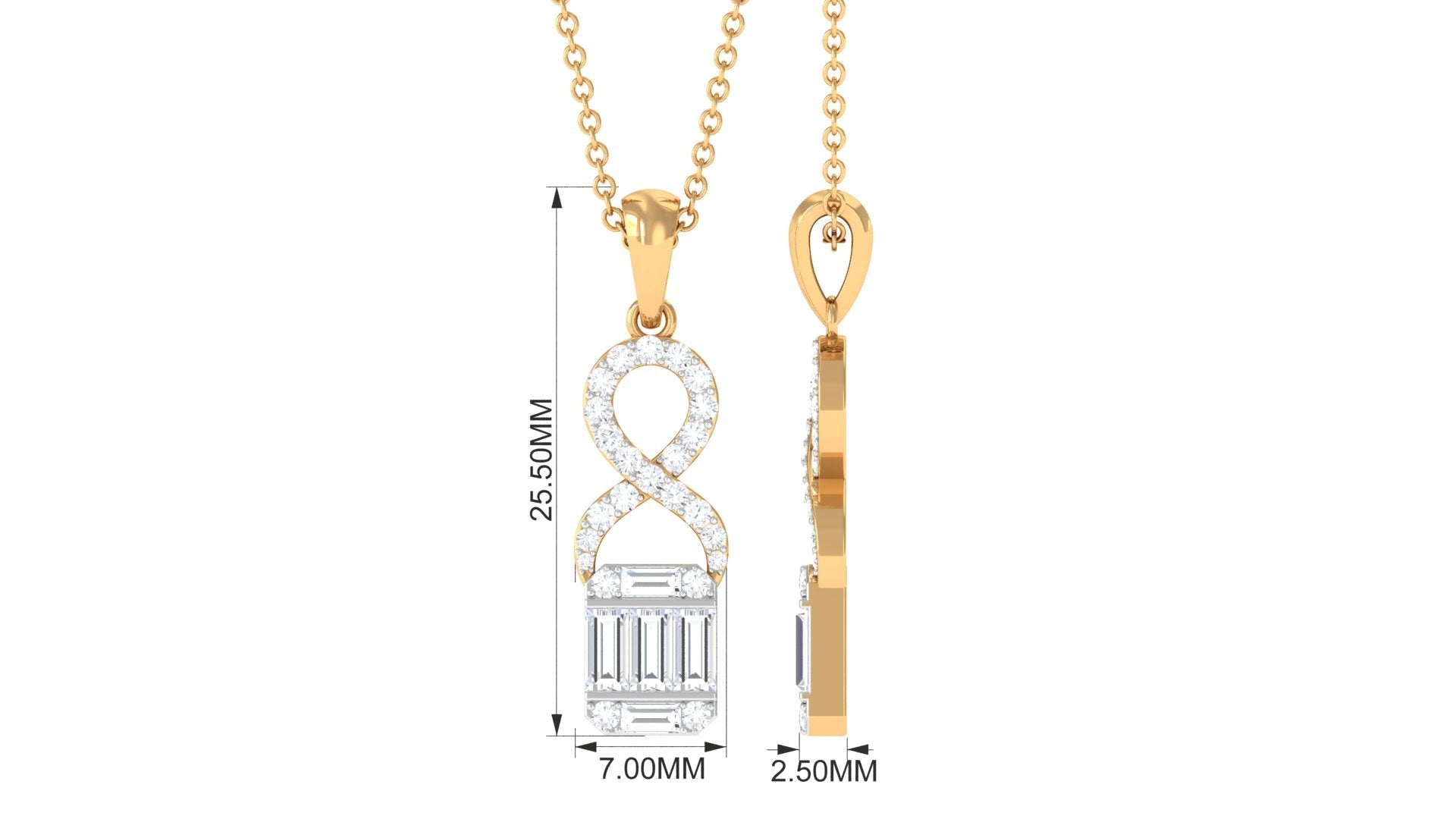 Art Deco Moissanite Infinity Pendant Necklace