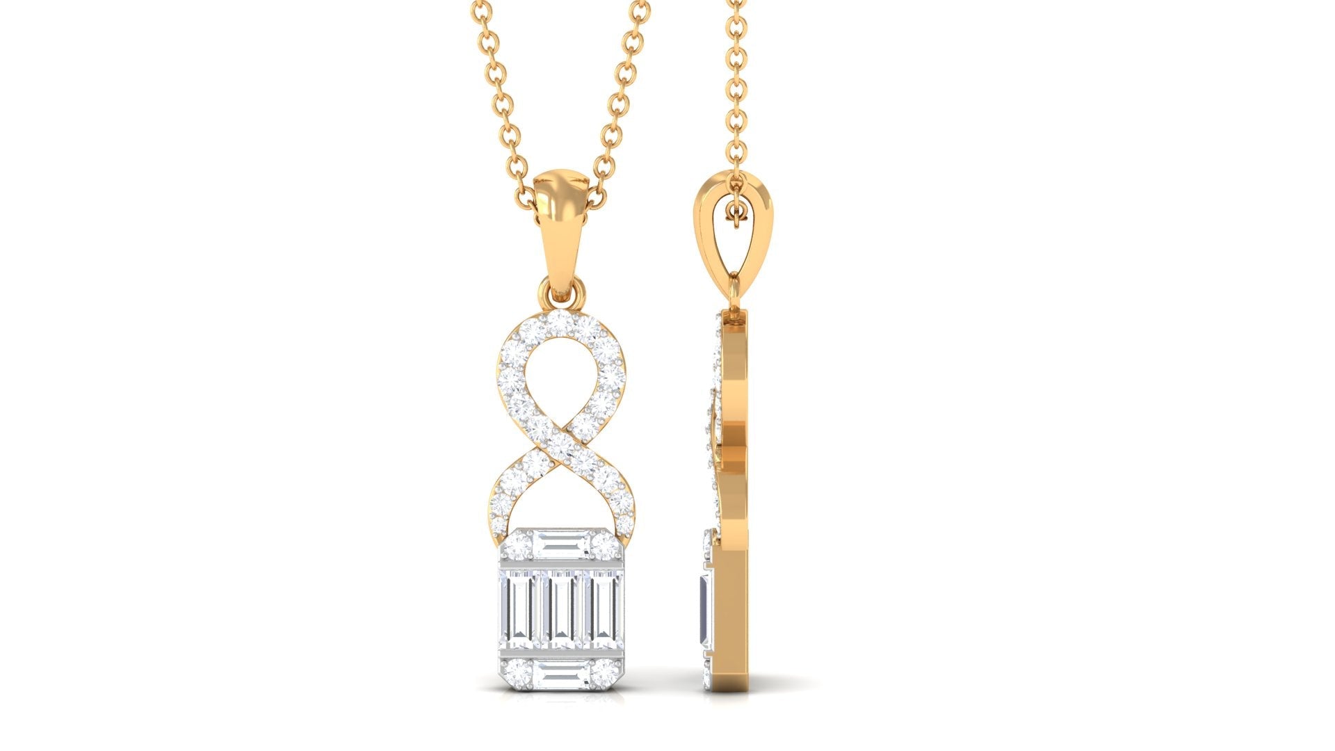 Art Deco Moissanite Infinity Pendant Necklace