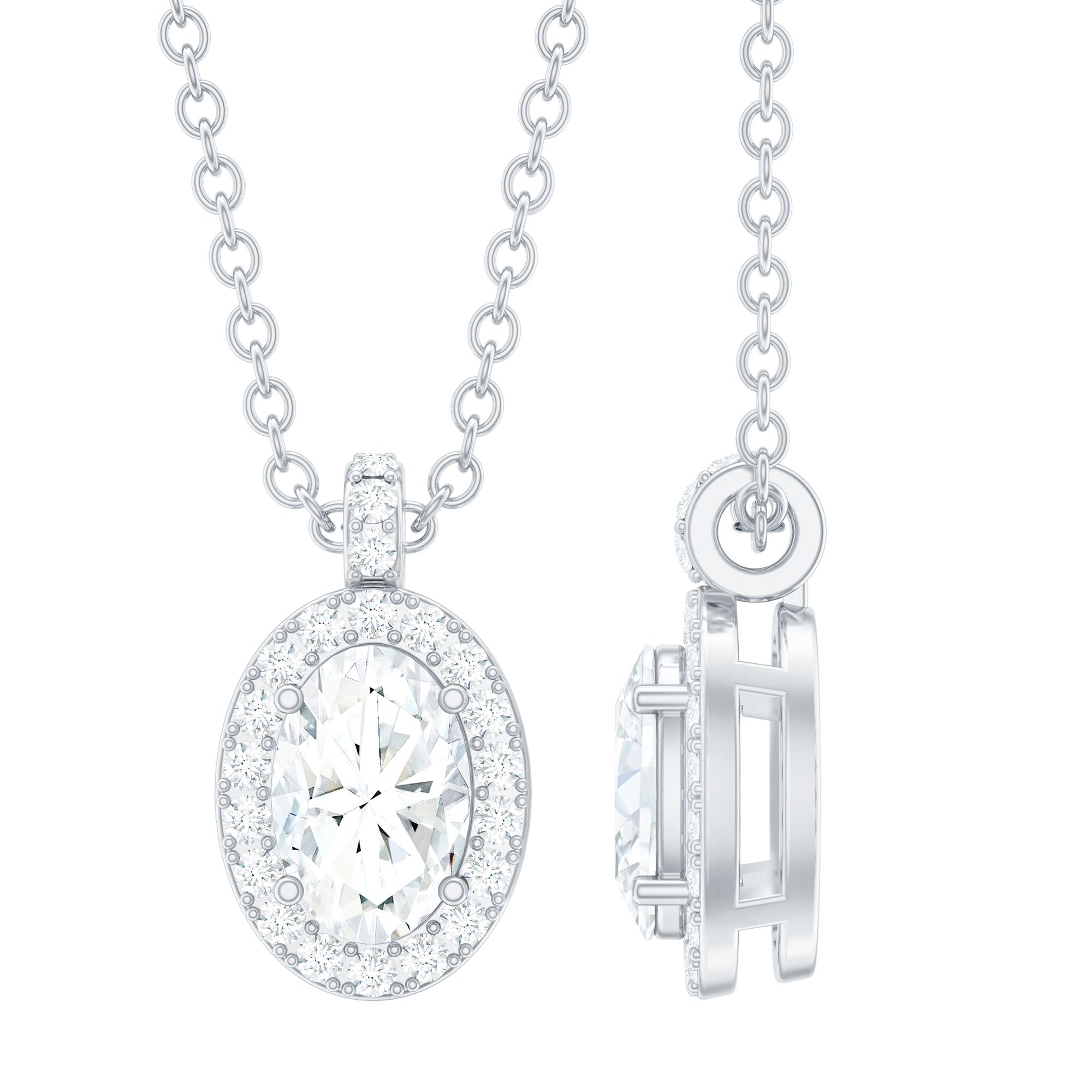 0.4 Carat Oval Moissanite Bridal Pendant Necklace