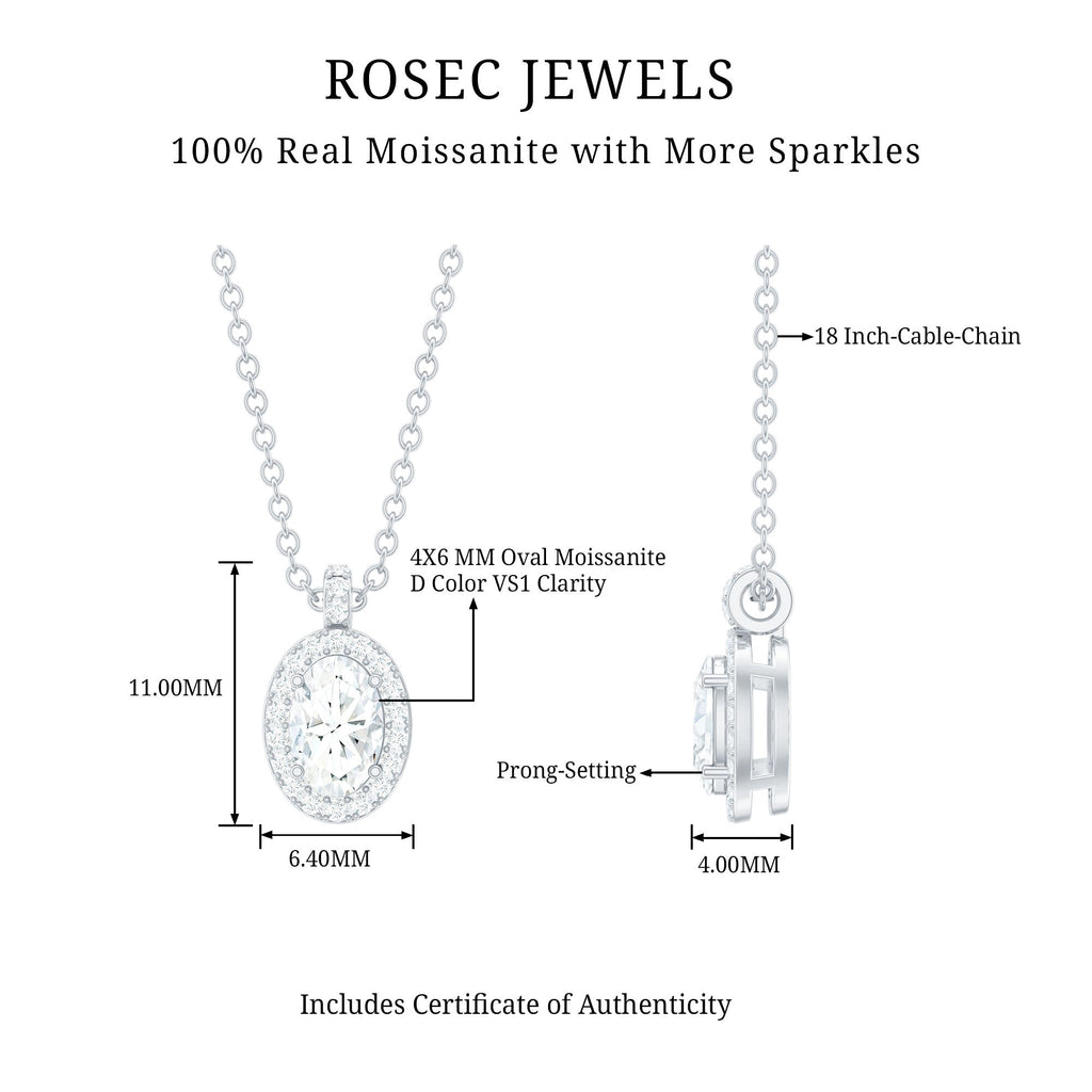0.4 Carat Oval Moissanite Bridal Pendant Necklace