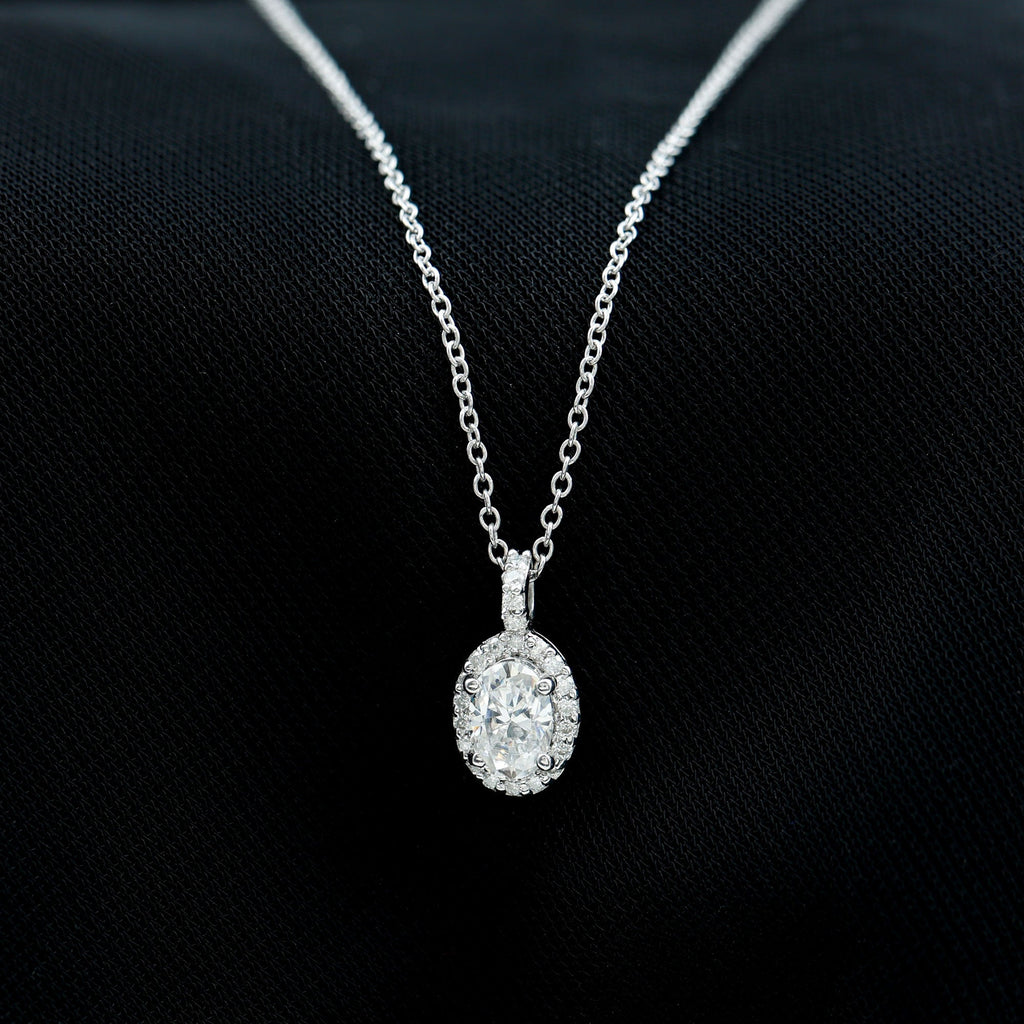 0.4 Carat Oval Moissanite Bridal Pendant Necklace