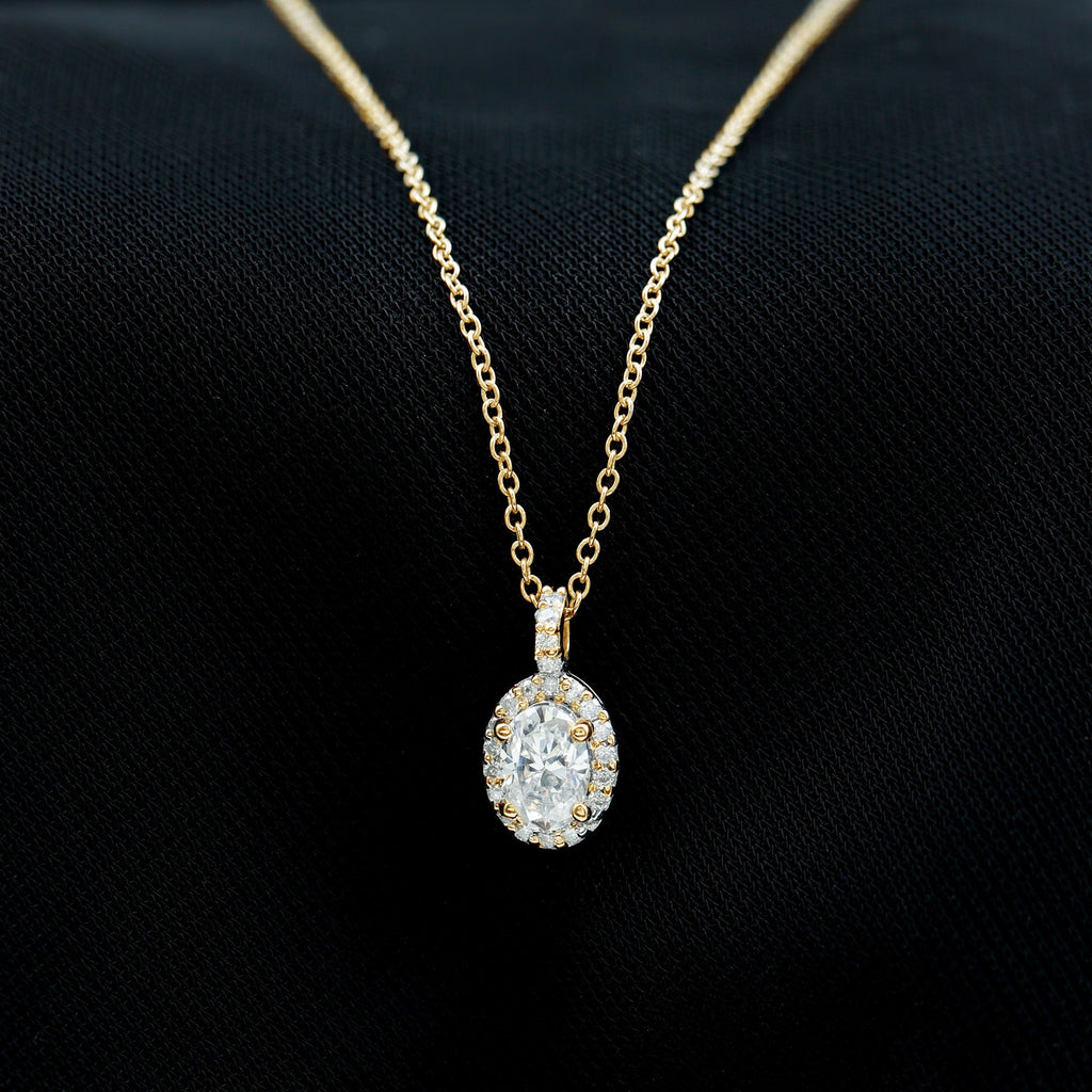 0.4 Carat Oval Moissanite Bridal Pendant Necklace