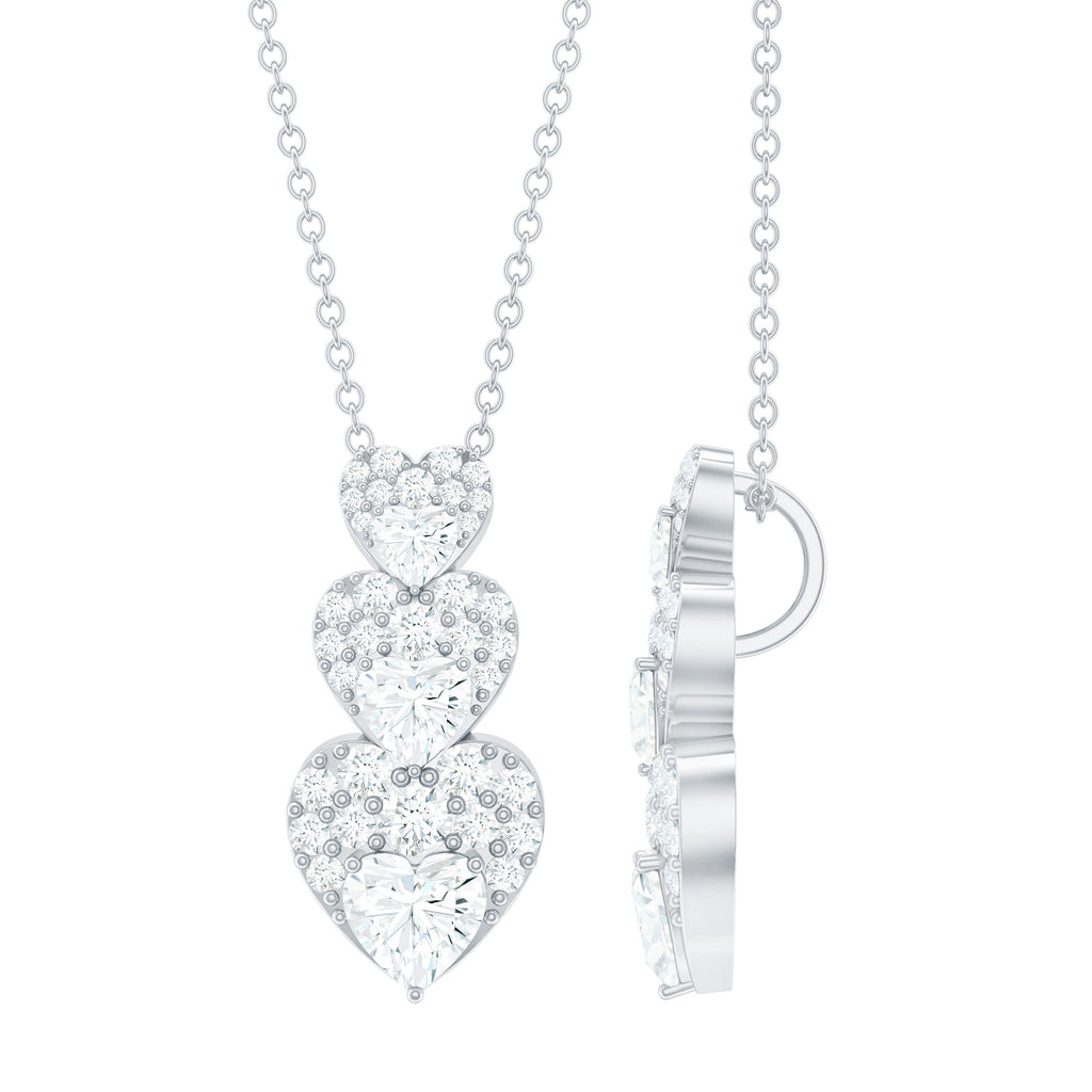 Certified Moissanite Dangle Heart Pendant Necklace