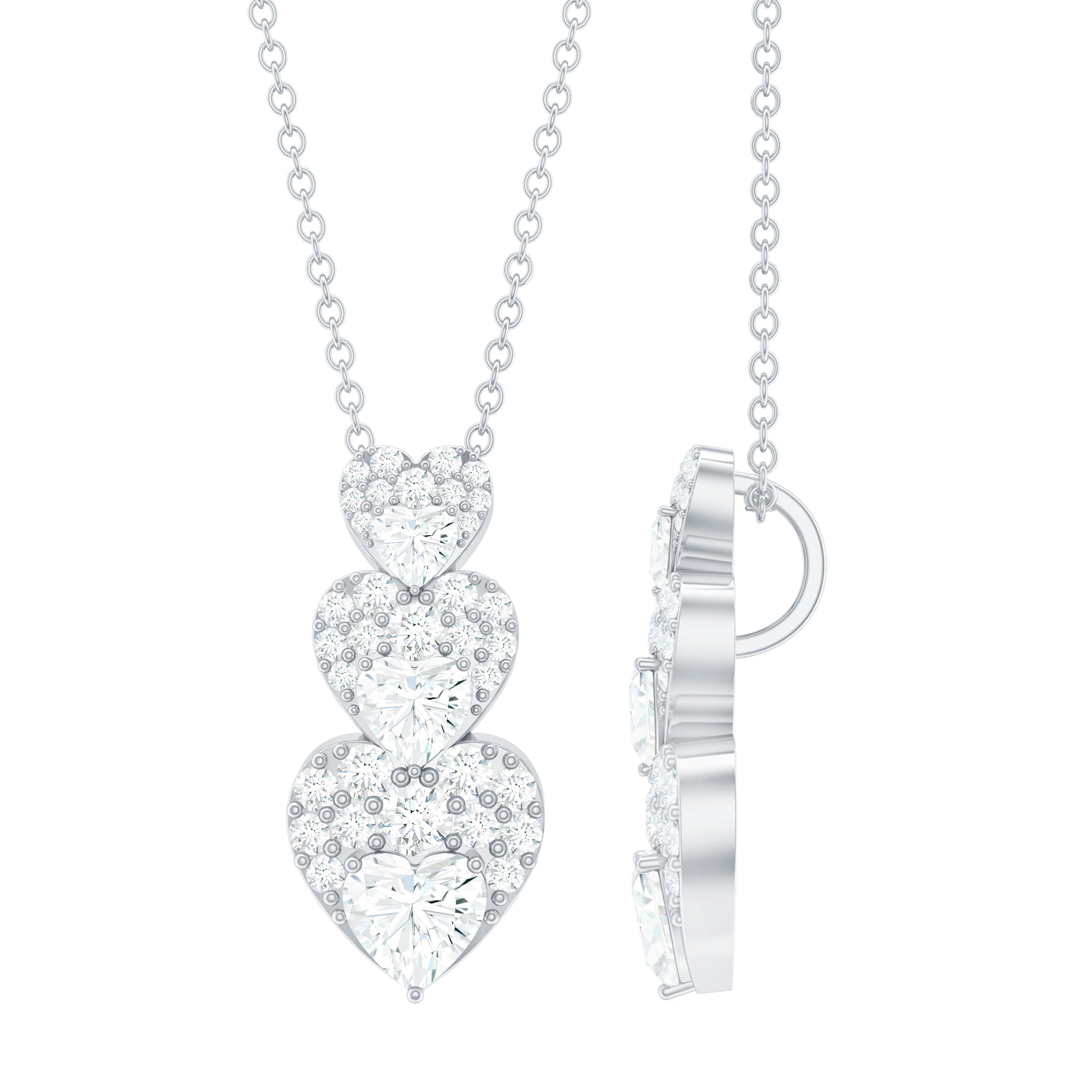 Certified Moissanite Dangle Heart Pendant Necklace