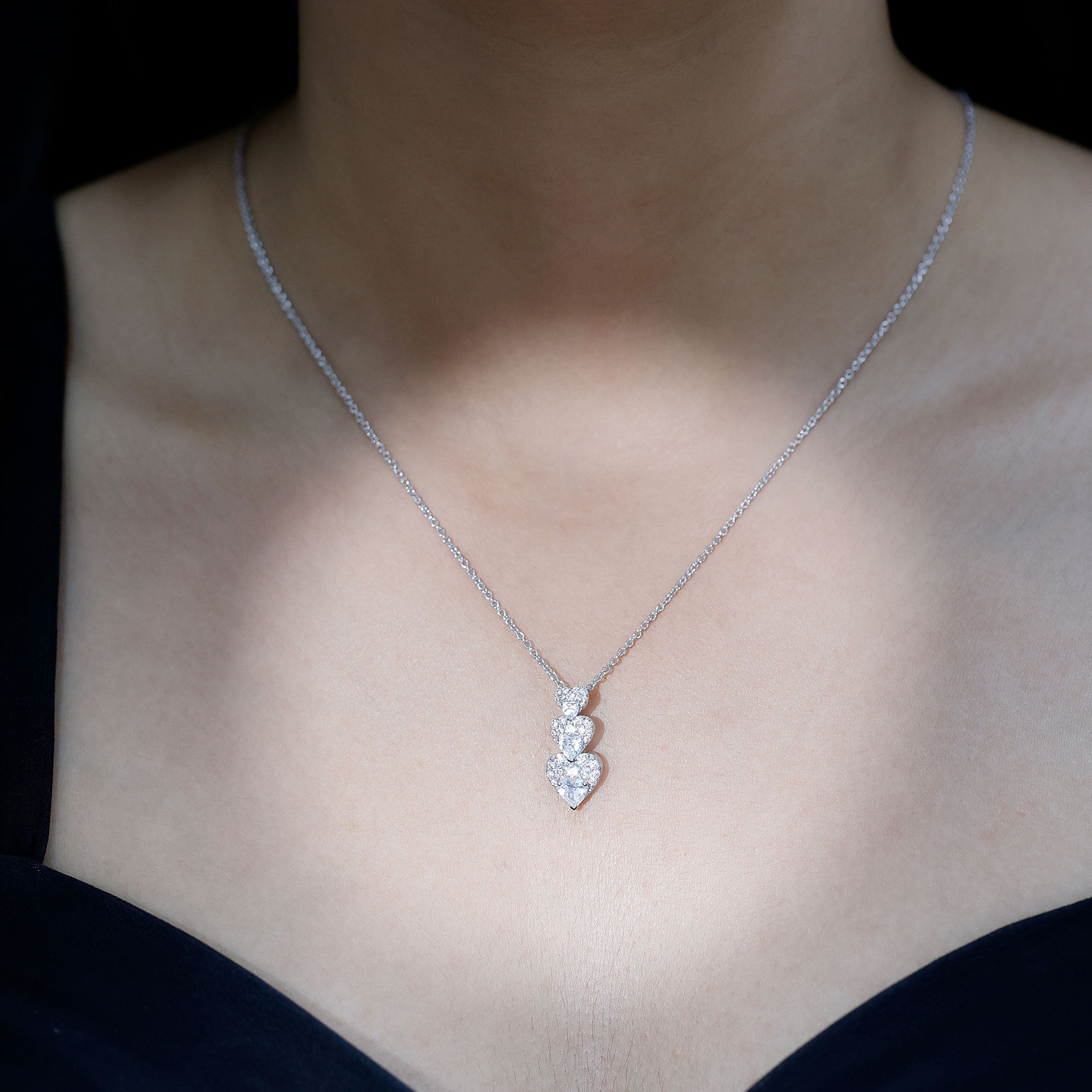 Certified Moissanite Dangle Heart Pendant Necklace