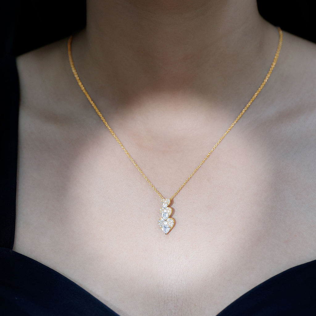 Certified Moissanite Dangle Heart Pendant Necklace