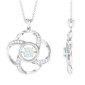 Natural Ethiopian Opal Floral Pendant Necklace with Diamond
