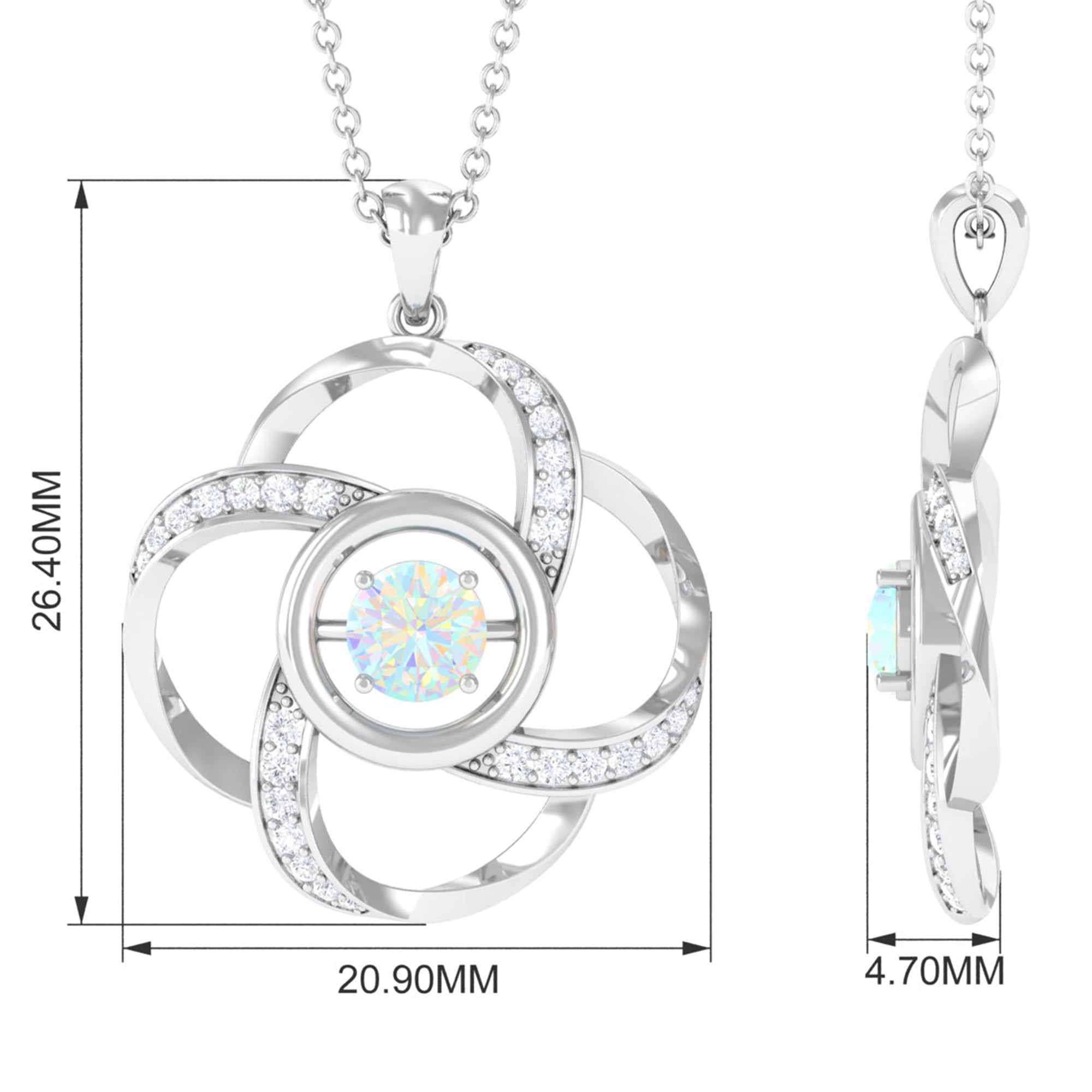 Natural Ethiopian Opal Floral Pendant Necklace with Diamond