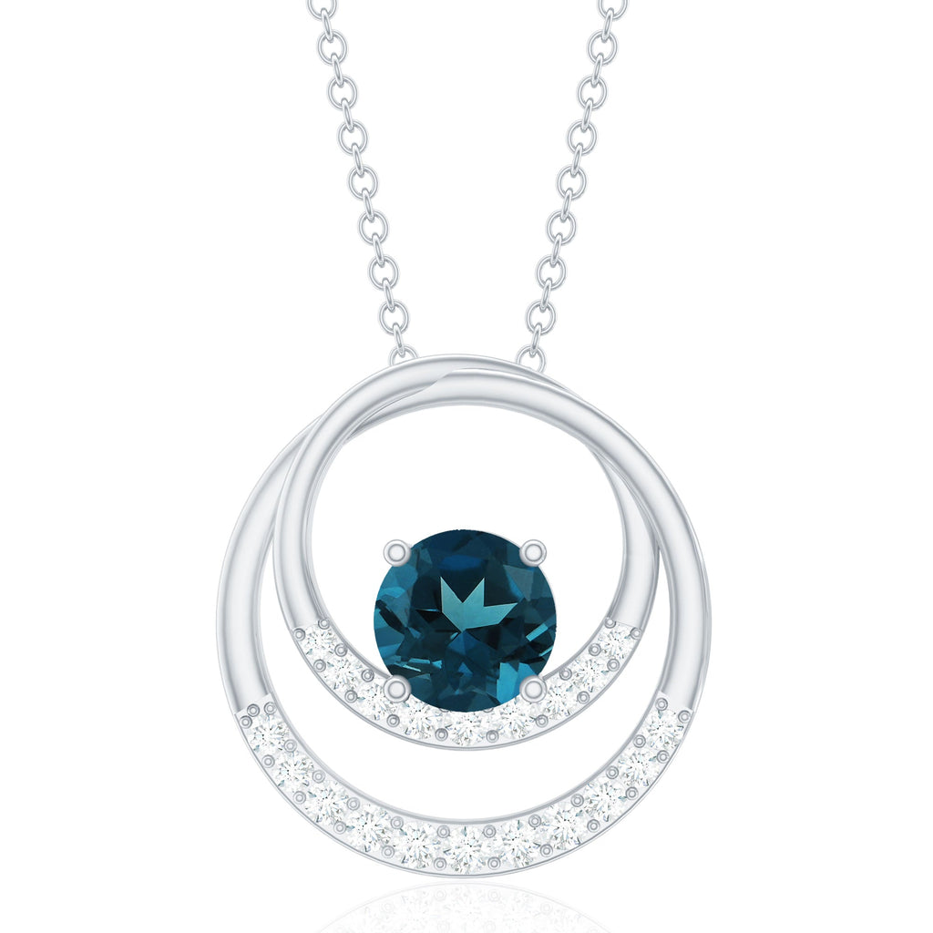 Real London Blue Topaz and Diamond Promise Necklace