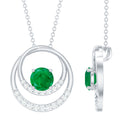 Natural Half Carat Emerald Double Circle Necklace with Diamond
