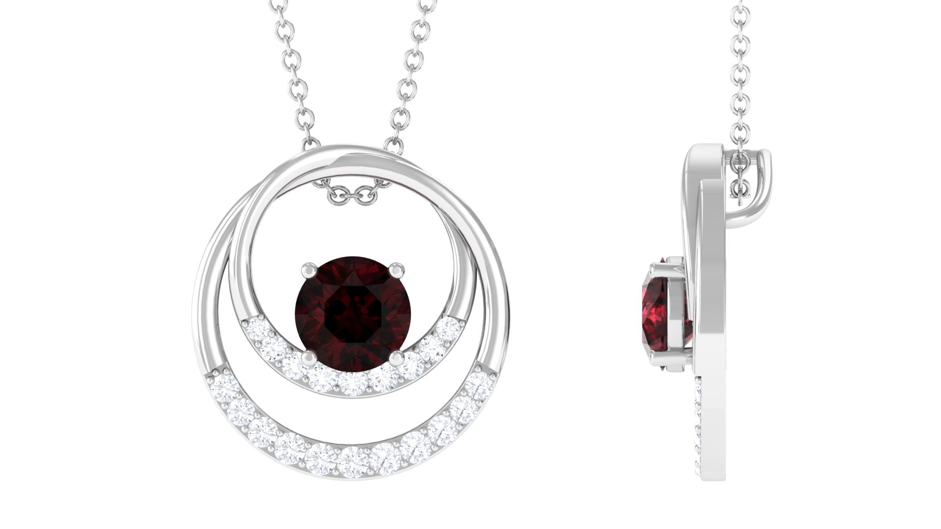 Garnet and Diamond Promise Eternity Pendant Necklace