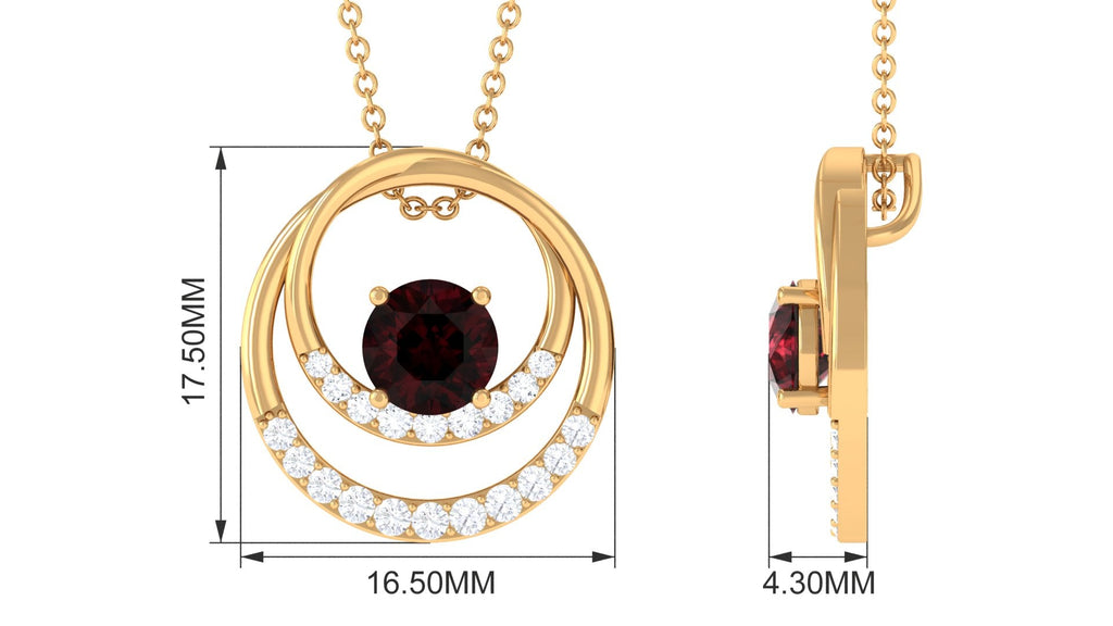 Garnet and Diamond Promise Eternity Pendant Necklace