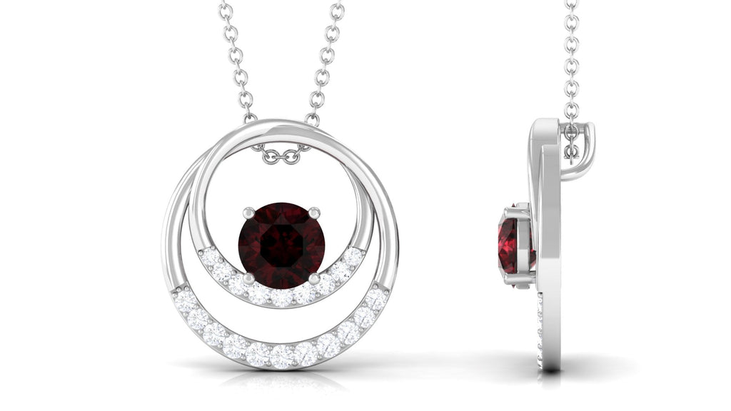 Garnet and Diamond Promise Eternity Pendant Necklace