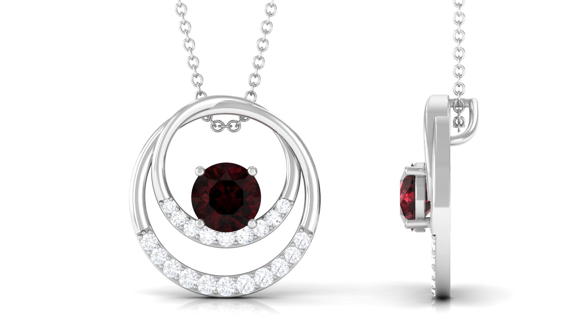 Garnet and Diamond Promise Eternity Pendant Necklace