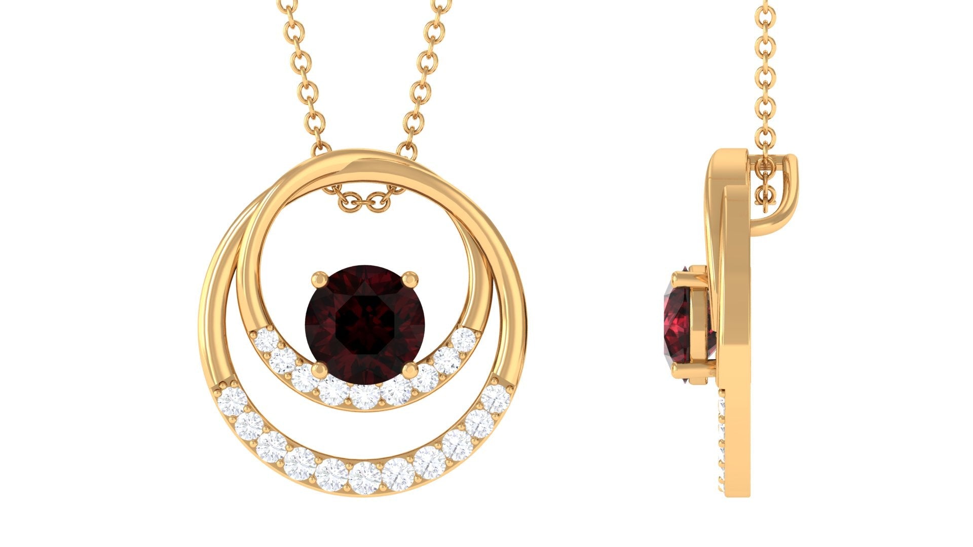 Garnet and Diamond Promise Eternity Pendant Necklace