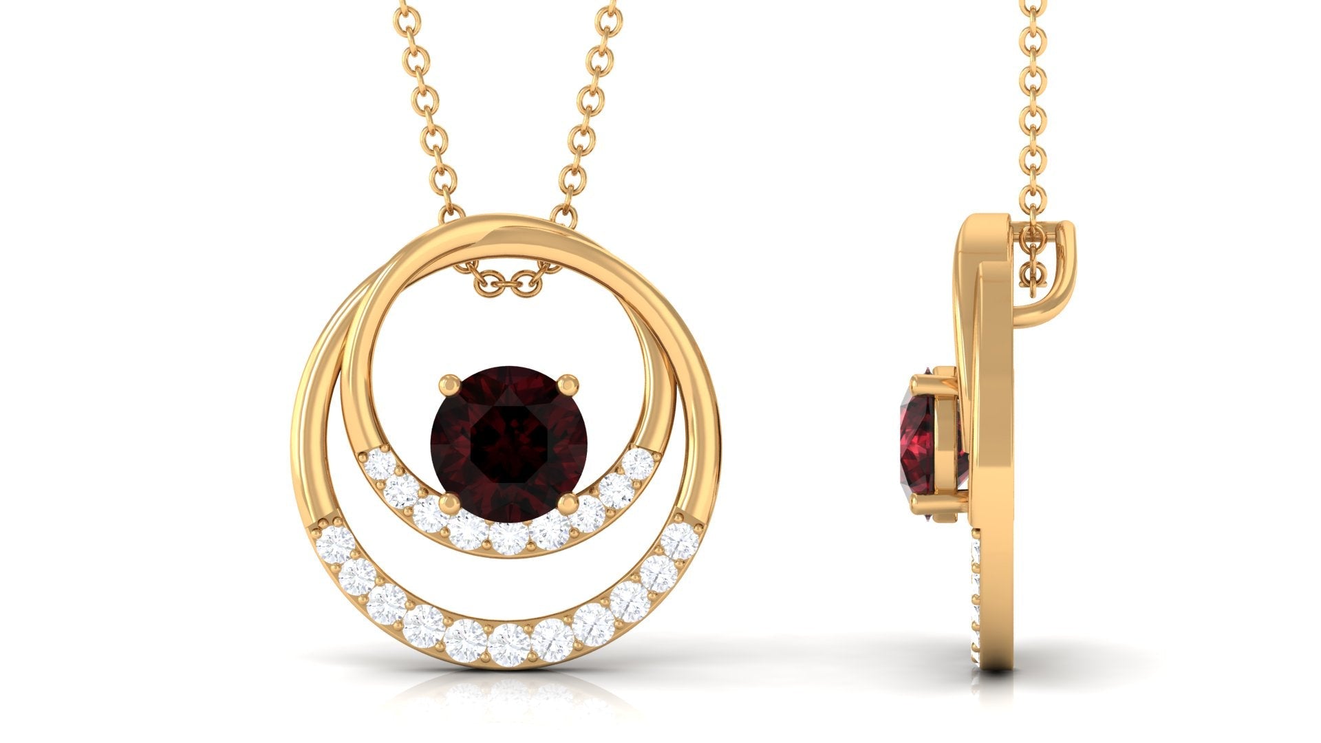 Garnet and Diamond Promise Eternity Pendant Necklace