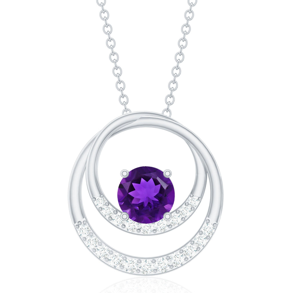 Natural 1.2 Carat Amethyst Eternity Necklace with Diamond