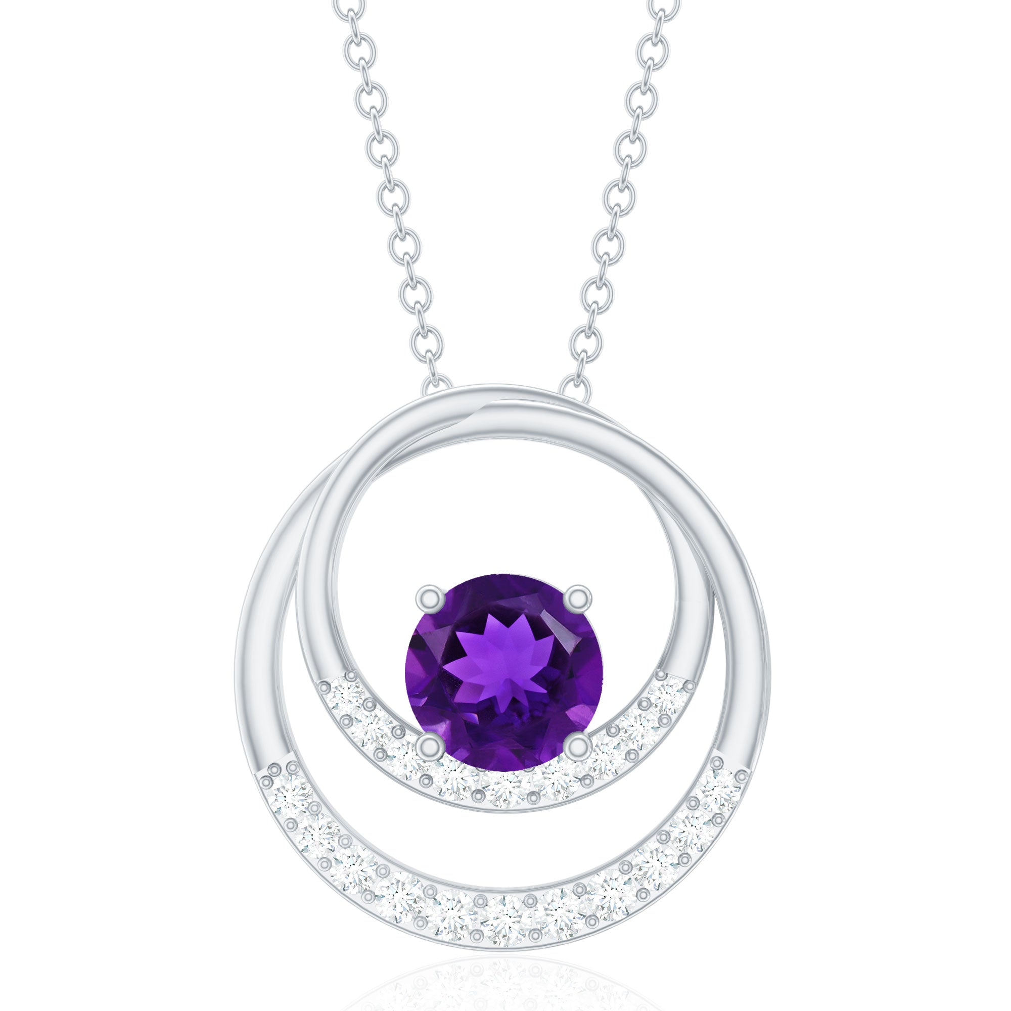 Natural 1.2 Carat Amethyst Eternity Necklace with Diamond