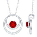 Lab Created Ruby and Diamond Open Circle Pendant with Certificate