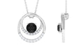 Natural 2.6 Carat Black Spinel Double Circle Necklace with Diamond