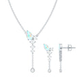 Natural Ethiopian Opal Teardrop Necklace Set with Certificate