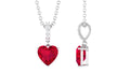 Heart Shape Created Ruby Solitaire Pendant with Diamond