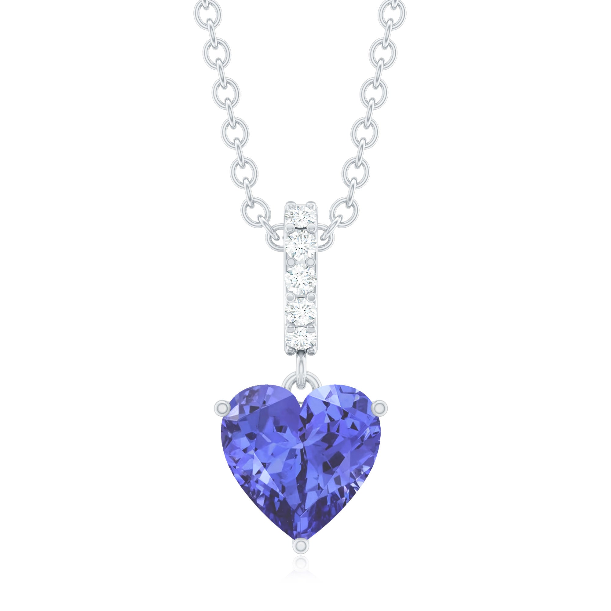 0.9 Carat Solitaire Tanzanite Heart Necklace with Diamond Bail