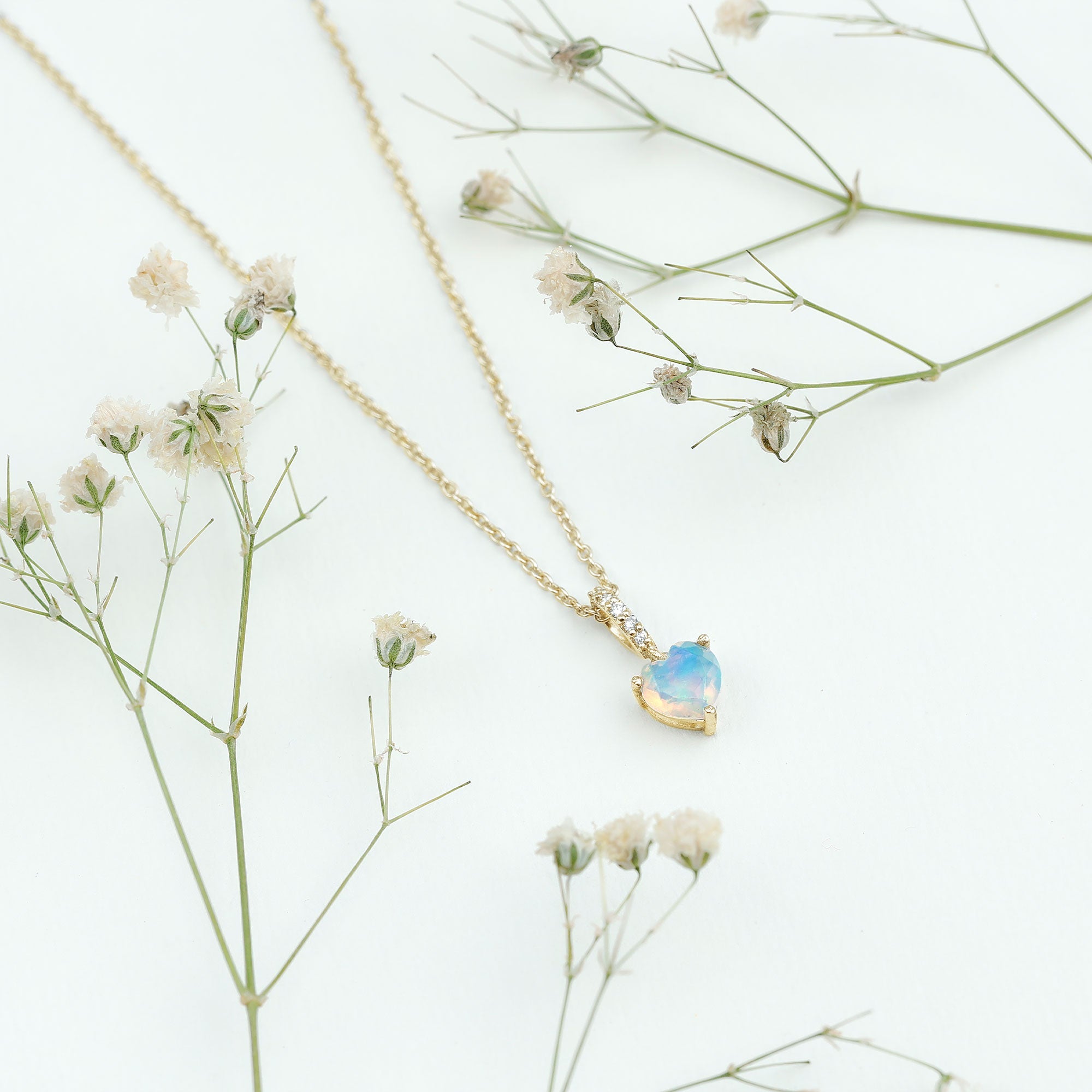 0.75 Carat Solitaire Ethiopian Opal Heart Locket Necklace