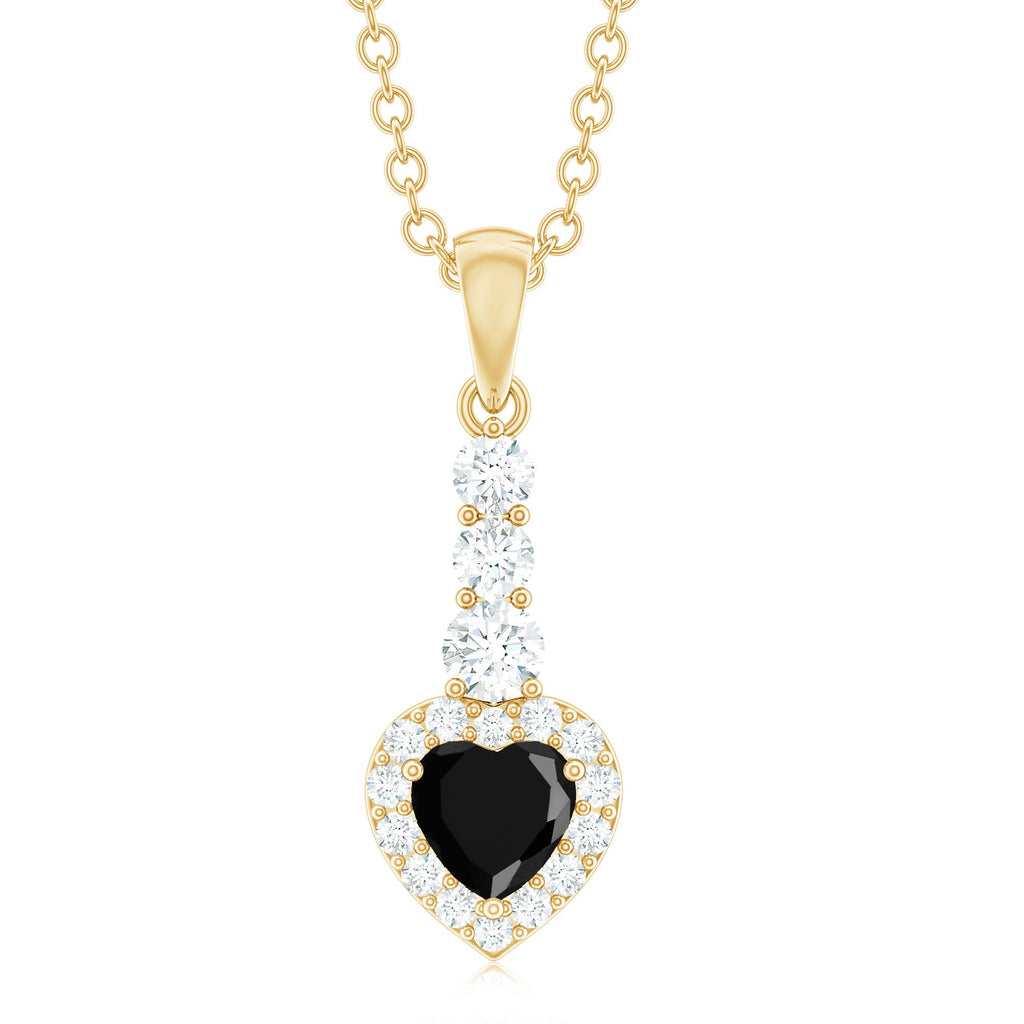 Lab Created Black Diamond Heart Necklace with White Diamond