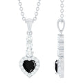 Natural Black Onyx Heart Pendant Necklace with Diamond