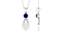 Natural Blue Sapphire Heart Pendant Necklace with Diamond