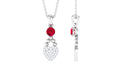 Round Cut Created Ruby and Diamond Heart Pendant