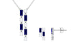Natural Baguette Blue Sapphire Diamond Necklace and Earrings Set