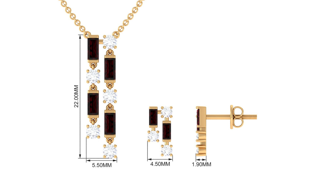 Garnet and Diamond Dangle Jewelry Set