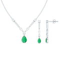 Certified Real Emerald Bridal Necklace and Earrings Set
