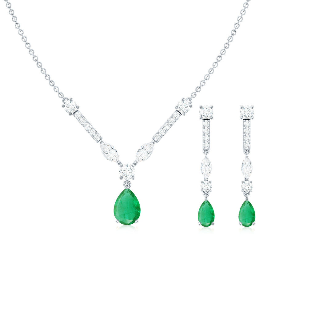Certified Real Emerald Bridal Necklace and Earrings Set