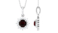 2.3 Carat Round Shape Garnet Statement Necklace with Diamond