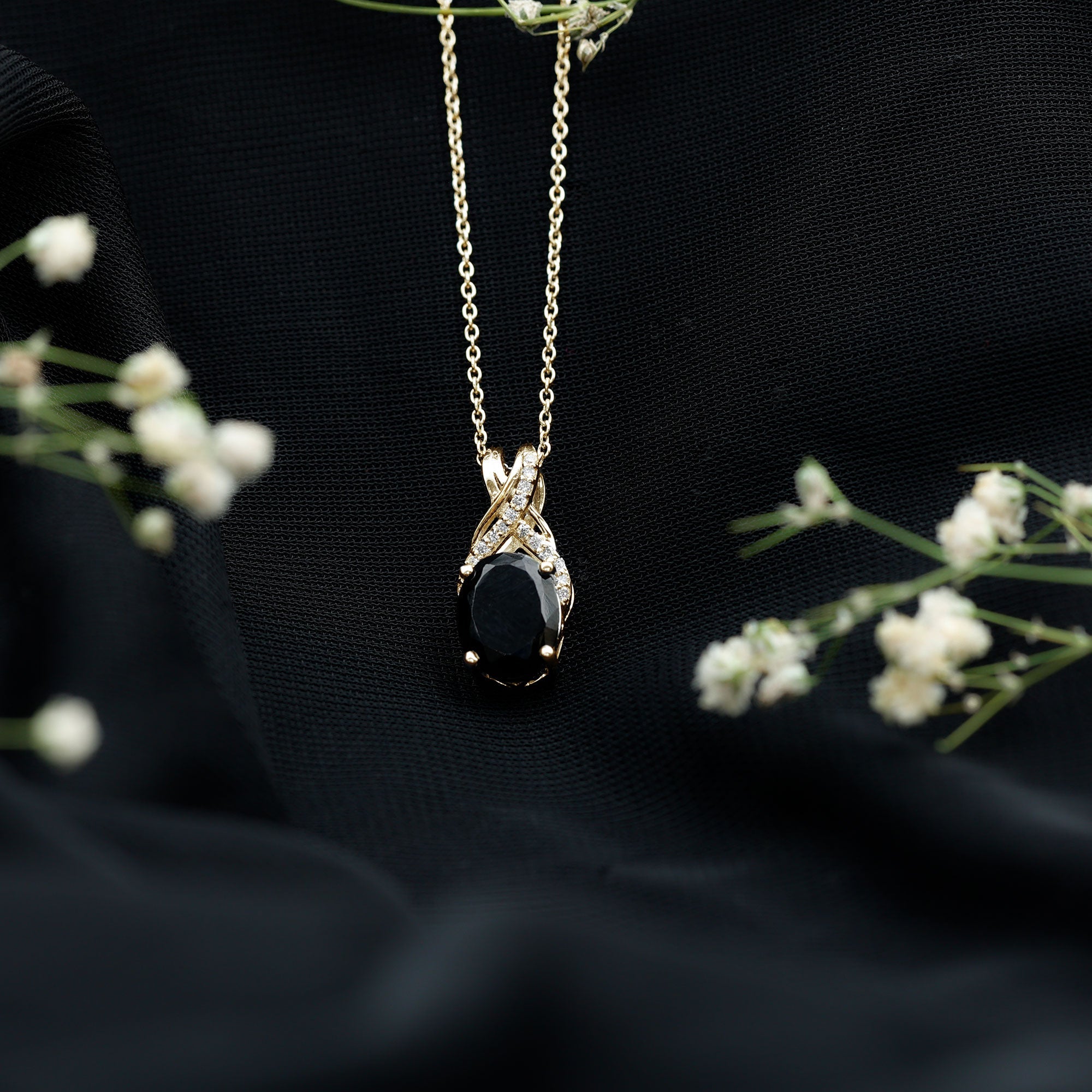 4 Carat Oval Lab Created Black Diamond Infinity Necklace With Chain