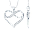Certified Moissanite Heart and Infinity Necklace with Silver Chain