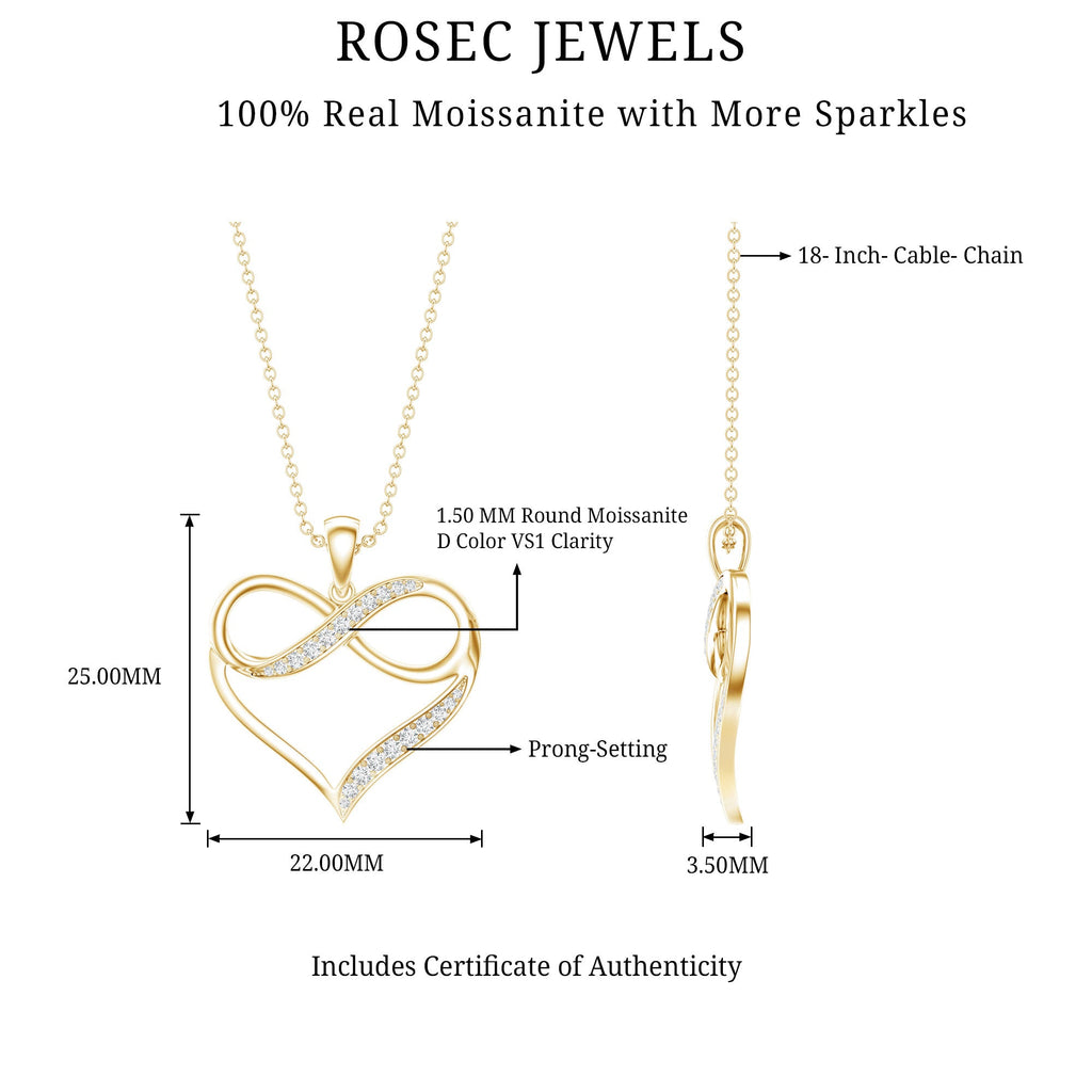 Certified Moissanite Infinity Heart Pendant Necklace